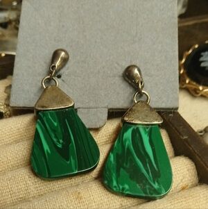 Chic Green and Gold Dangle Earrings
